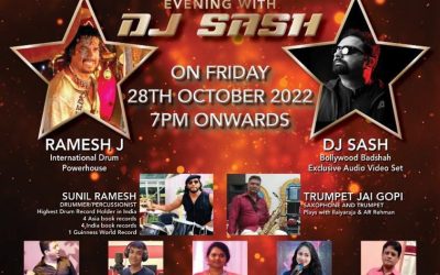 Musical extravaganza with International Percussionist/Drummer Sunil Ramesh and Team along with Bollywood Badshah DJ Sash