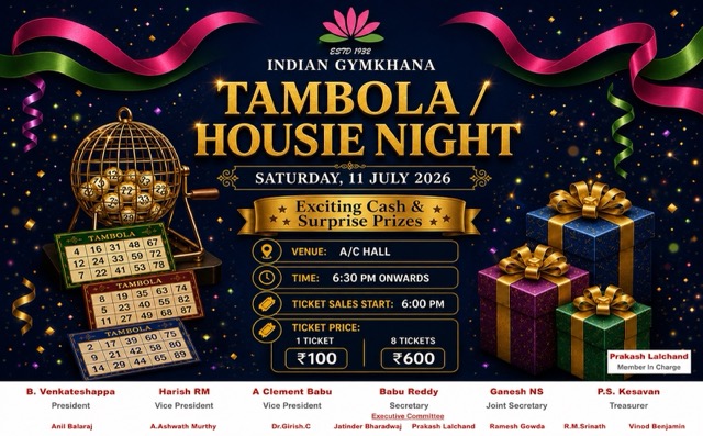 Tambola / Housie Night 6:00 PM on Saturday 11th July 2026
